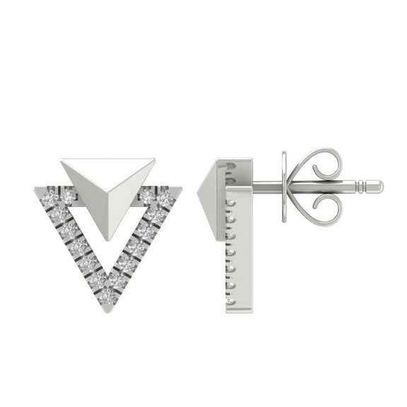 Araiya Sterling Silver Diamond Stud Earrings for Women (1/10 cttw, I-J Color, I2-I3 Clarity)