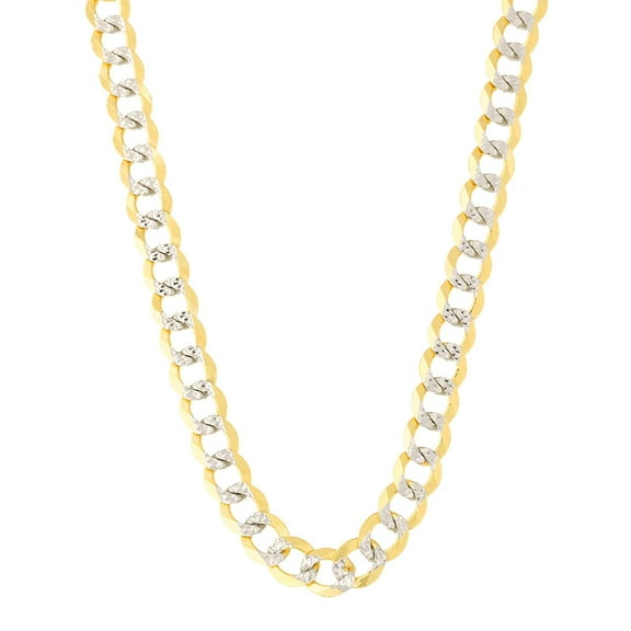 14k 2 Tone Yellow And White Gold Curb Chain Necklace, 4.7mm, 22"