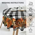 thumbnail image 6 of Fall Tablecloth Round 60 Inch, Autumn Black Buffalo Plaid Checked Pumpkin Table Cloth Wrinkle Resistant Thanksgiving Table Cover for Home Kitchen Dining Holiday, 6 of 6