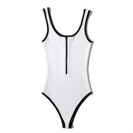 WTXUE Bathing Suit for Curvy Women Swimsuit Zipper Front Bathing Suits Square Round Neck Swimwear Low Back Monokini Slim One-Piece Swimsuits (Women s) Size S