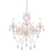 LaLuLa Mini Chandelier for Girls Bedroom, Small Pink and White 5-Light Modern Acrylic Crystal Ceiling Light for Kids Room Dining Room Foyer