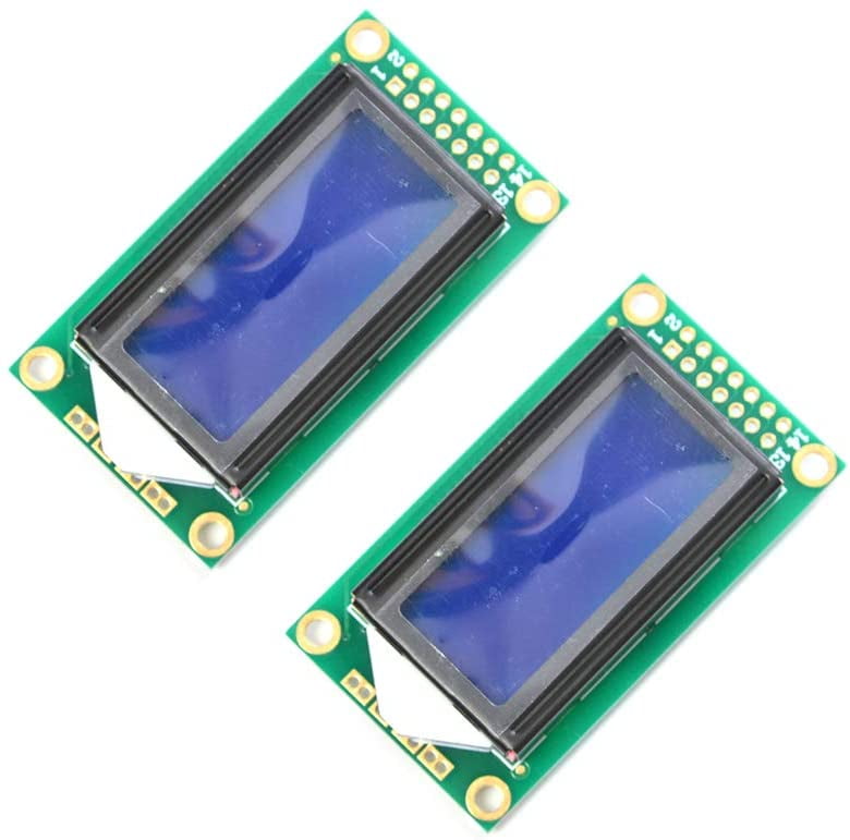 Modulo Display LCD 0802 8x2 Caratteri Giallo/Verde 5V Per Arduino Raspberry Pi