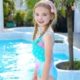 thumbnail image 3 of Girls One Piece Swimsuit Ruffle Decoration Colorful Mermaid Design Bathing Swimwear UPF50+, 3 of 9
