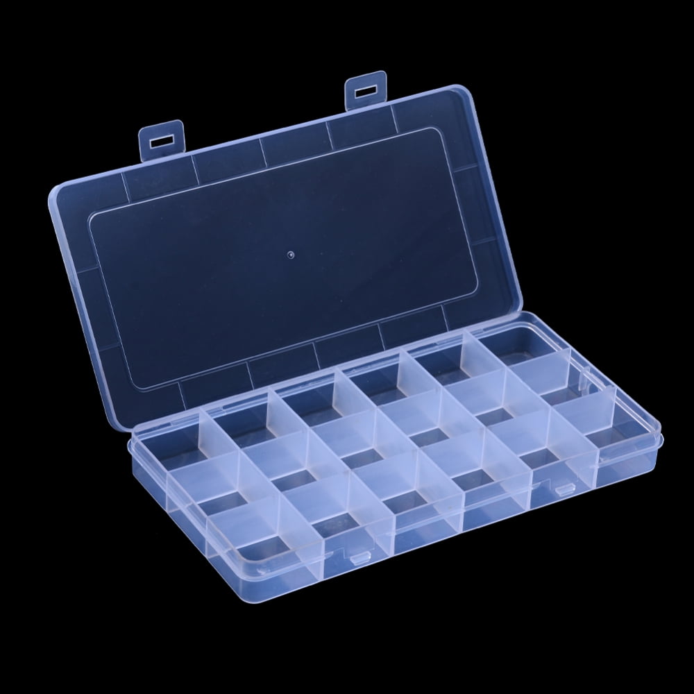 10pc Polypropylene(PP) Bead Storage Container 18 Compartment Organizer Boxes Rectangle Clear 19.1x10x2.2cm Compartment: 3x3cm