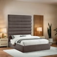 thumbnail image 2 of Meridian Furniture Adam Brown Linen Textured Fabric Queen Bed, 2 of 10