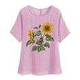 thumbnail image 1 of Vestidos Casuales Para Mujer, Blusas De Mujer De Moda Camisetas estampadas de moda para mujer, blusas casuales de lino holgadas de manga corta con cuello redondo y raglán, 1 of 4