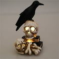thumbnail image 7 of Drses‌‌ Halloween Skull Crow Lantern Jack-O'-Lantern With LED Lights Home Decorations, 7 of 7