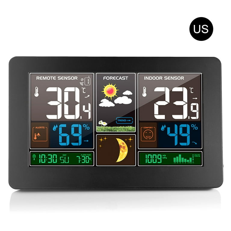 Wireless Weather Indoor Outdoor 3-in-1 Weather Thermometer Hygrometer Barometer USB Powered Room Temperature Monitor Battery Meter Air Pressure Gauge with Sensor Forecast Cal - Walmart.com