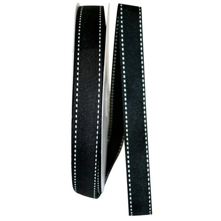 UPC: 0840108861536 | Jam Paper Grosgrain Saddle Stitch Ribbon  7/8 Inches X 50 Yards  Black  Sold Individually