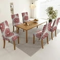 thumbnail image 4 of Vintage Red Grey Floral Stretch Chair Covers Slipcovers Set of 4 Printed Stretchable Dining Chair Slipcover Washable Removable for Kitchen,Hotel,Restaurant Flowers Chair Covers, 4 of 5