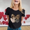 thumbnail image 2 of Women Summer Tops Ladies Fashion Casual Valentine's Day Print Outdoor Sports Round Neck Short Sleeve T Shirt Top Half Tee Womens Loose Fitting T Shirts Dress Tee Shirts Women plus Size Black S, 2 of 5
