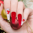 thumbnail image 4 of Uñas postizas navideñas Uñas postizas navideñas con rayas de copo de nieve para mujeres y niñas, 4 of 5