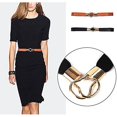 thumbnail image 2 of 2 cinturones elásticos con hebilla redonda para mujer (negro y marrón), cinturones ajustados para mujer, utilizados para vestidos, abrigos, camisas y camisas, 2 of 5