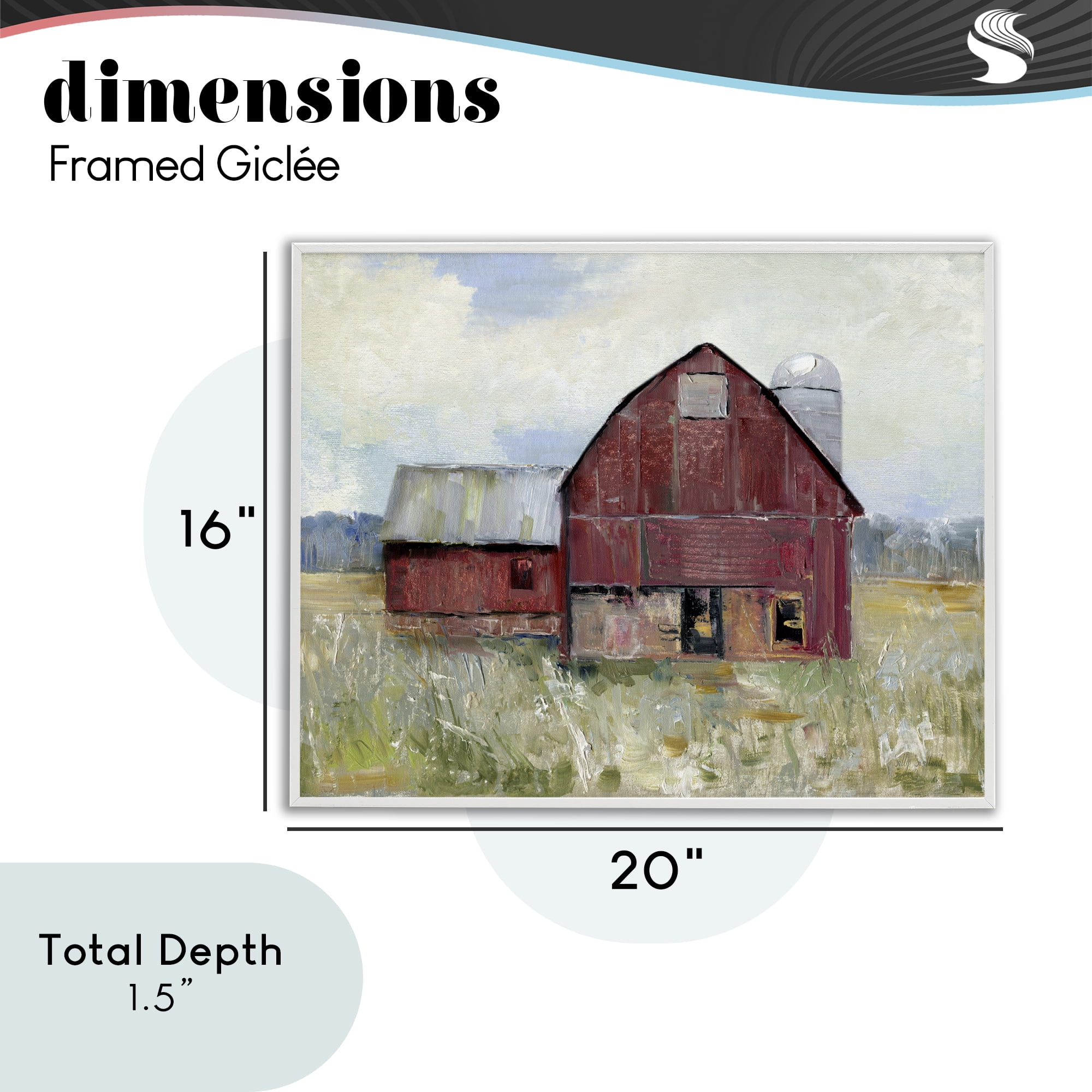 Stupell Industries Red Rugged Barn White Framed Giclee Art, design by Sally Swatland