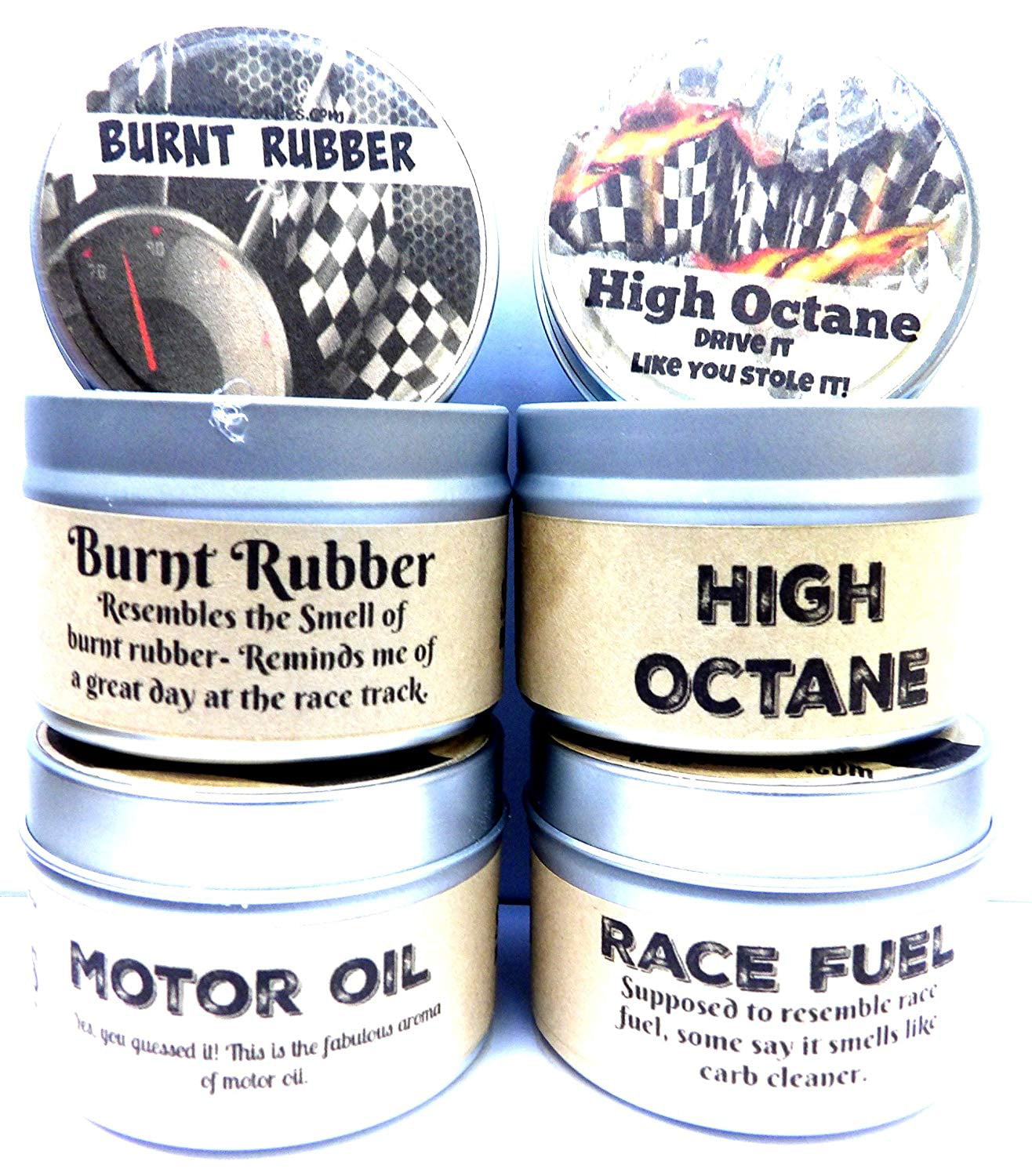Motor Oil and Burnt Rubber 4 Oz All Nat High Octane Combo Set of 4 Race Fuel 