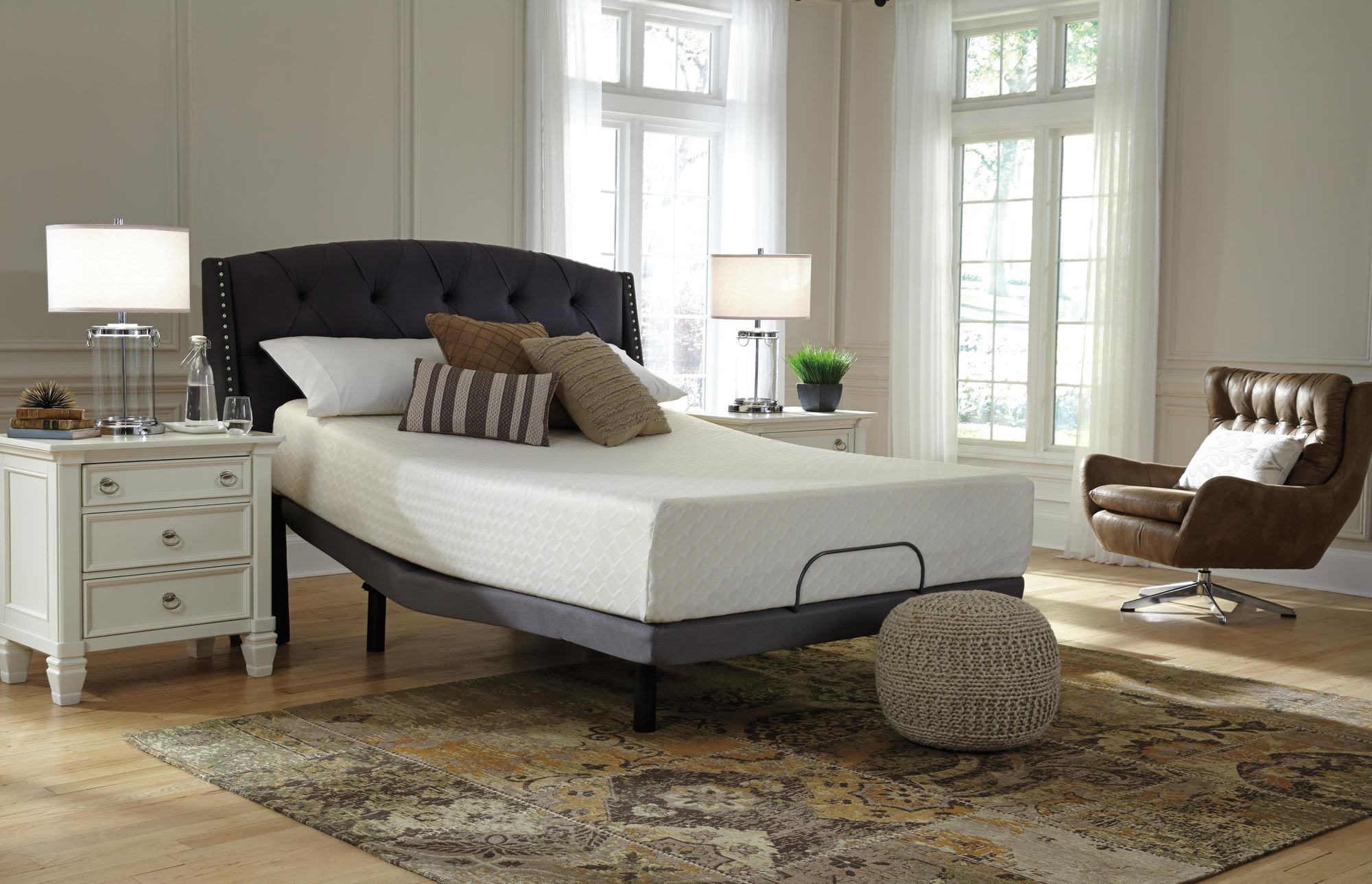 Signature Design by Ashley 12 Inch Chime Medium Firm Charcoal Gel & Green Tea Infused Memory Foam King Mattress for Pressure Relief