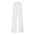 thumbnail image 4 of Maean Tall Pants for Women Long Elastic High Waist Wide Leg Loose Cotton Linen Trousers with Front Pockets, 4 of 7
