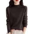 thumbnail image 3 of Knit Sweaters for Women Mock Turtleneck Warm Sweater Long Sleeve Tops Casual Soft Lightweight Shirts Brown XL, 3 of 7