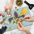 thumbnail image 4 of Fleur De Lis Cutting Board, Ornate Heraldic Design in Nostalgic Medieval Antique Elements, Decorative Tempered Glass Cutting and Serving Board, Large Size, Yellow Purple, by Ambesonne, 4 of 5