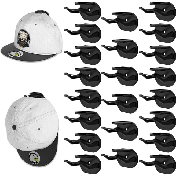 16 Pack Adhesive Hat Hooks for Wall, Strong Hat Rack for Baseball Caps, Hat Organizer Display for Home Decor, Hat Hold Hanger for Wall, Door, Closet, No Drilling - USA Patented (Black)