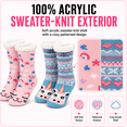 thumbnail image 4 of Muk Luks Kids Jacquard Knit Character Cabin Socks, 2 Pack, Soft Sole with Silicone Grippers, PNK/BLU, S/M, 4 of 8