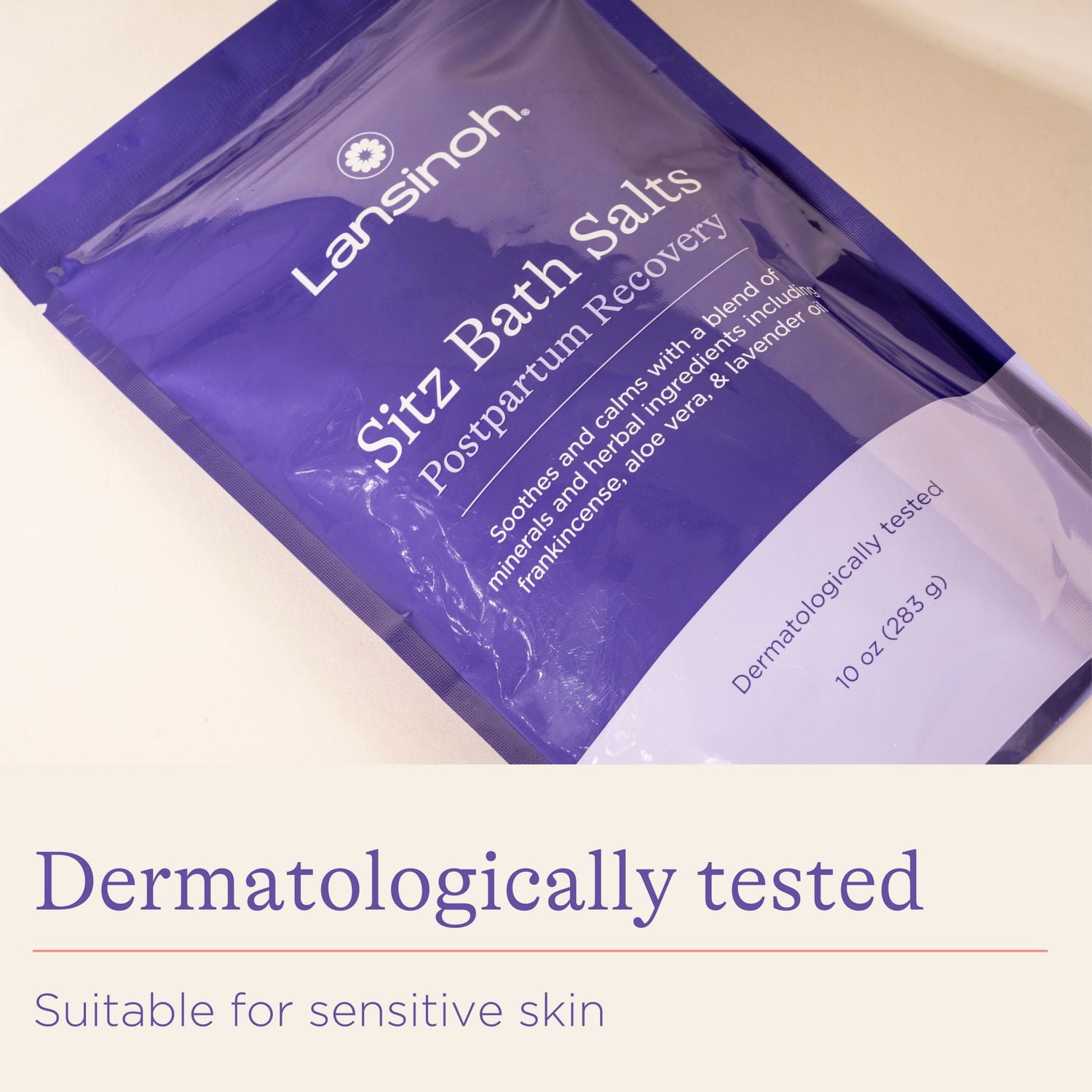 Lansinoh Sitz Bath Salts, Epsom Salt Bath Soak, 10 Oz, A Postpartum Essentials for Self Care, Soothing Lavender Oil, Frankincense and Aloe Vera, Organic nipple soothing balm