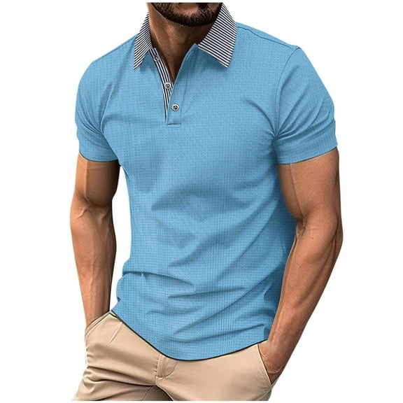 Summer Plus Size Tops for Men Fashion Casual Color Button Short Sleeve Turndown Collar Blouse