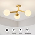 thumbnail image 6 of 3-Light Gold Modern Chandelier Glass Semi Flush Mount Ceiling Light with Globe Milky Frosted Glass Shade E12 Sputnik Ceiling Light for Kitchen Hallway Light Fixture, 6 of 9