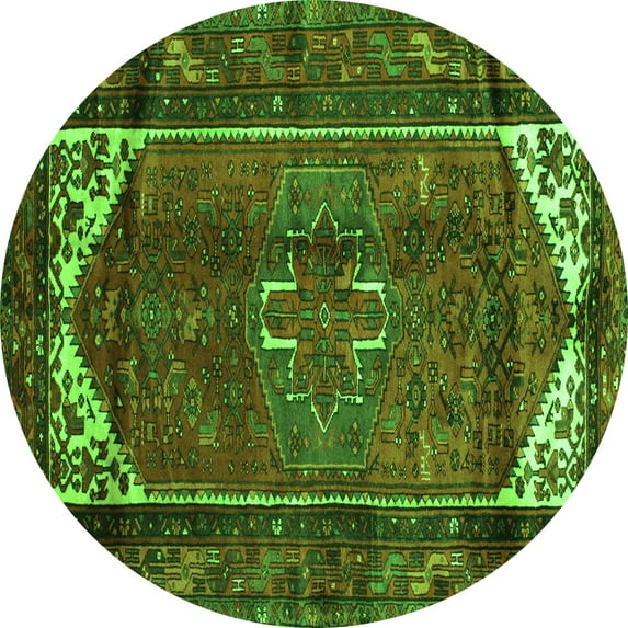 Ahgly Company Indoor Round Persian Green Traditional Area Rugs, 4' Round