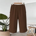 thumbnail image 6 of iHPH7 Linen Capri Pants for Women Casual Trousers Cotton Linen with Pockets Pedal Pushers Knee Length Straight Leg Summer Capris for Women Lightweight Brown L, 6 of 9