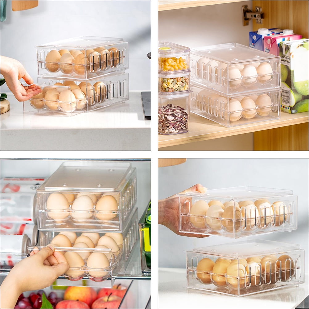 WHAMVOX Transparent PP Egg Organizer with Drawer Design for Home Easy to View and Stackable 1 Compartment