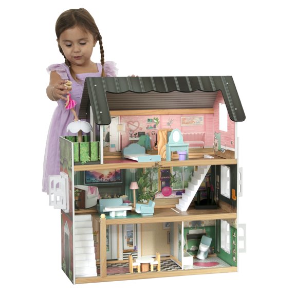 Delta Children South Beach Dollhouse - 3-Story Dollhouse with 4 Rooms - Includes 16 Accessories - Fits 5-inch Dolls - Pretend Play Dream Gift for Ages 3 
