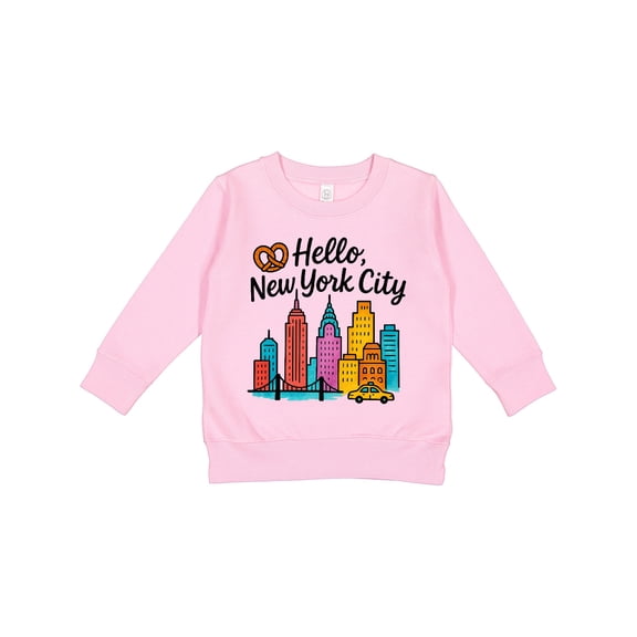 Inktastic Hello New York City Skyline with Pretzel Toddler Sweatshirt