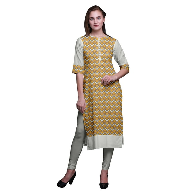 Bimba Robes Tuniques Droites pour Femmes Imprimé Kurta d'Été