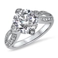 thumbnail image 4 of 2 Carat Solitaire CZ Engagement Wedding Ring Set, Platinium Plated Sterling Silver Bridal Set Size 5, 4 of 6