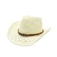 thumbnail image 4 of Women's Wide Brim Sun Hat Men Summer Western Cowboy Hat Straw Hat Hollowed Out Visor Cap, 4 of 4