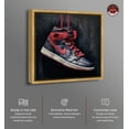 thumbnail image 2 of Black And Red Hanging Sneaker Canvas Wall Art by Notoriart, Gold Floater Frame, 13.5" x 13.5", 2 of 7