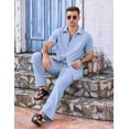 thumbnail image 7 of COOFANDY Men Vacation Outfits 2 Piece Sets Beach Linen Suit Summer Cruise Outfits Matching Shirts and Pants Set, 7 of 7