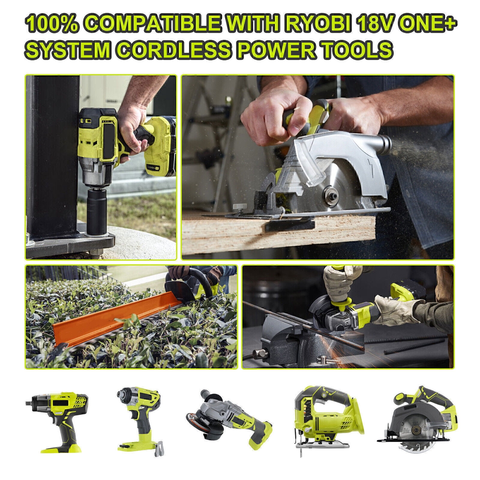 2-Pack 18V Battery 8.0Ah Lithium for Ryobi 18VOLT Cordless Tools P108 P107 P105 P104