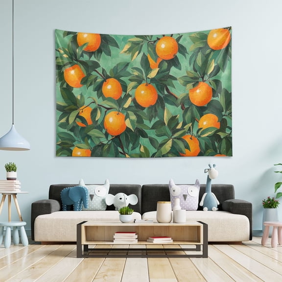 Yayeee Tapestry Wall Hanging for Bedroom 60" x 40" Living Room Home Wall Art Decor, Orange Tree Pattern