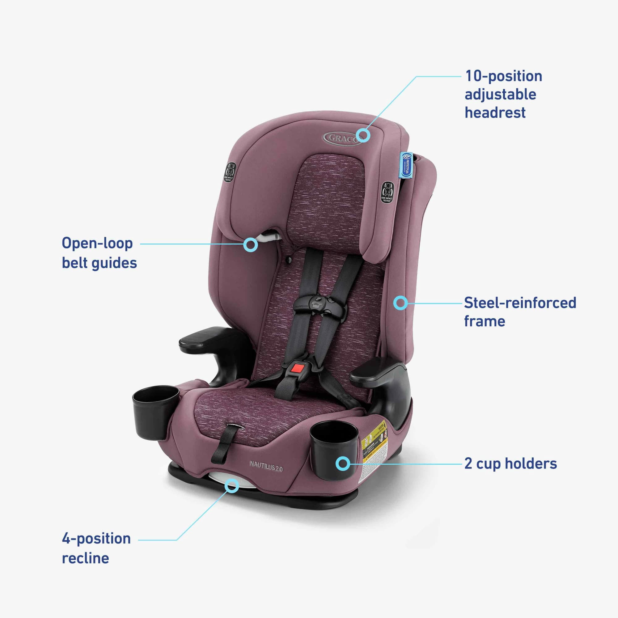 Graco Nautilus 2.0 3-in-1 Harness Booster Car Seat, Kara, Assorted