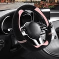 thumbnail image 2 of Furry Cute D Shaped Steering Wheel Cover, Soft Fluffy Short Plush Auto Accessories, Non-Slip Cold-Proof Sweat-Proof Colorfast, Universal 15 inch(Black with Pink), 2 of 6