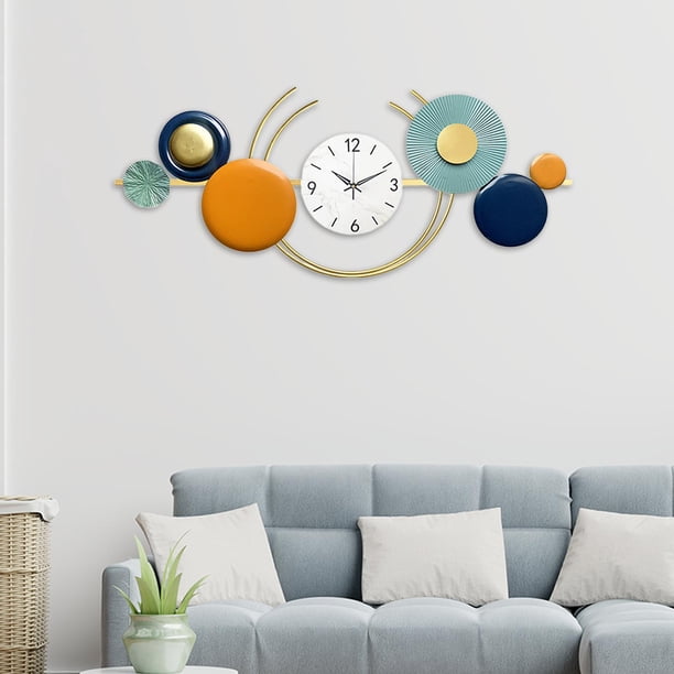 Reloj de pared de Metal, diseño artístico, reloj de pared silencioso, sin tictac, moderno, decorativo para dormitorio, Hotel, hogar, oficina, Arte de Horizontal Baoblaze Reloj de pared decorativo