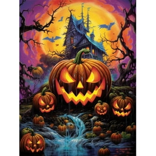 HsdsBebe Halloween Gnomes Diamond Art Paintings Round Full Drill for Kids,  Halloween Pumpkin DIY Crafts for Adults. 