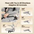 thumbnail image 3 of Sihoo B100 Pro Ergonomic Office Chair, Adaptive Elastic Lumbar & 4D Arms & 3D Ultra-Wide Headrest Mesh Chair, Teen, Breathable Home Office & Gaming, White, 3 of 14
