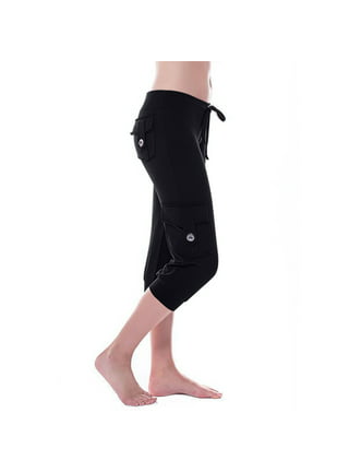 Womens Summer Lounge Yoga Capris Pants High Waist Casual Workout Wide Leg  Crop Pants with Pockets