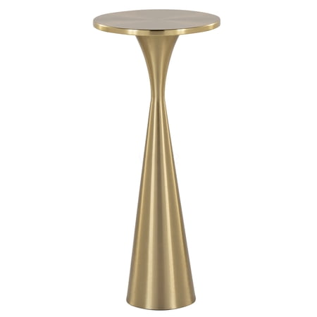Gemma 22 Inch Modern Brass Metal Side Table with Hourglass Base for Living Room