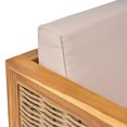 thumbnail image 6 of Noah Outdoor 5 Seater Wood and Wicker Sectional Sofa and Coffee Table Set, Teak, Beige, 6 of 12