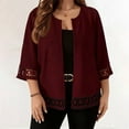 thumbnail image 6 of Plus Size Lace Cardigans for Women Open Front 3/4 Sleeve Crew Neck Lightweight Cardigan Elegant Bolero Short Shrugs, 6 of 9