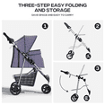 thumbnail image 5 of OSM 3-Wheel Foldable Pet Stroller, Lightweight Travel Jogger Carrier for Small & Medium Dogs & Cats up to 33lbs, with Breathable Mesh Cover, Cup Holder & Storage Basket, Chequer, 5 of 10